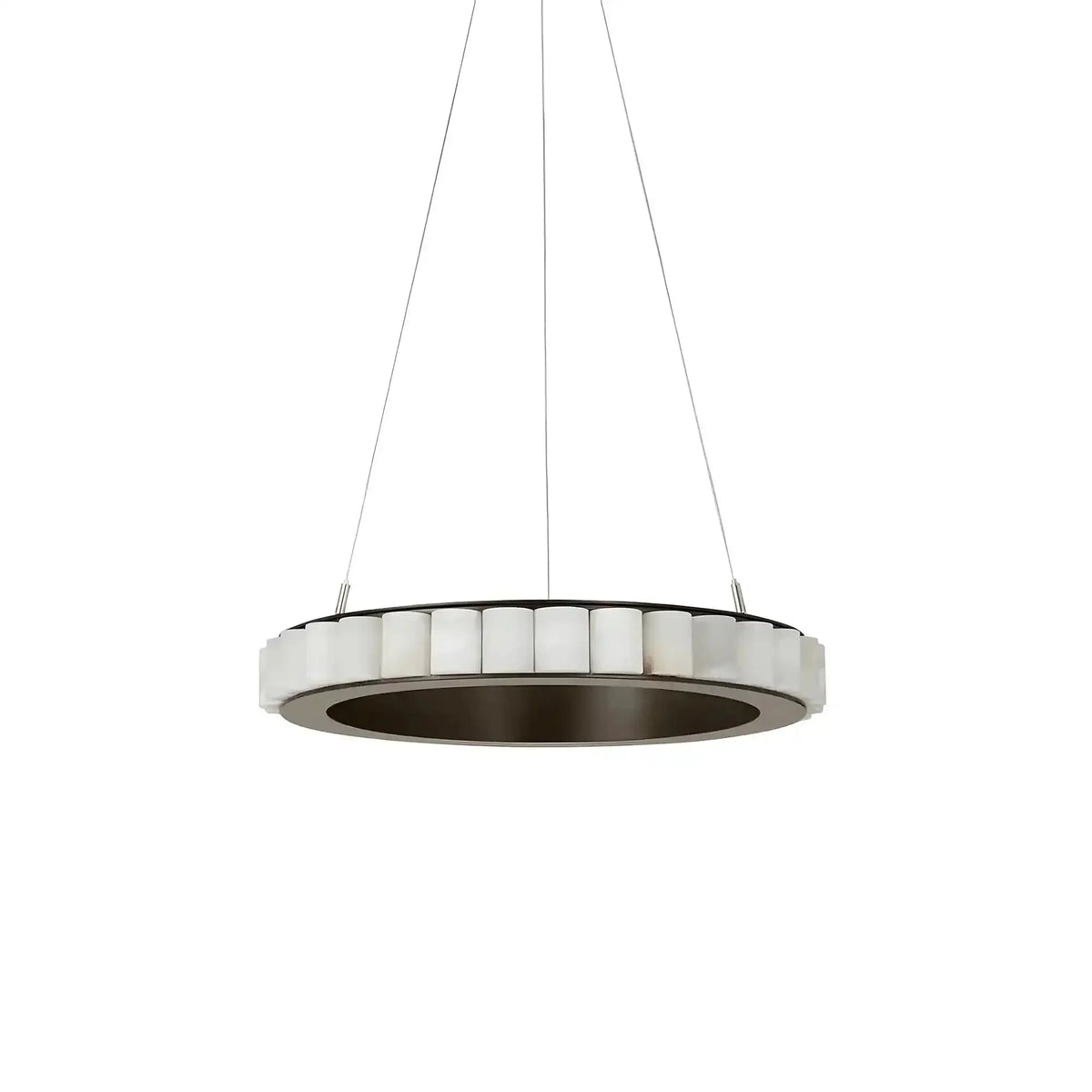 Avalon Alabaster Round Chandelier - 15.7″Dia x 59″HBlackWarm White-Jecanoli