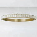 Avalon Halo Modern Chandelier - Satin Brass With Honed Alabaster Stone-Jecanoli