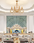 8 Lights Candle Style Small Brass and Crystal Chandelier for Bedroom-铜灯-Jecanoli