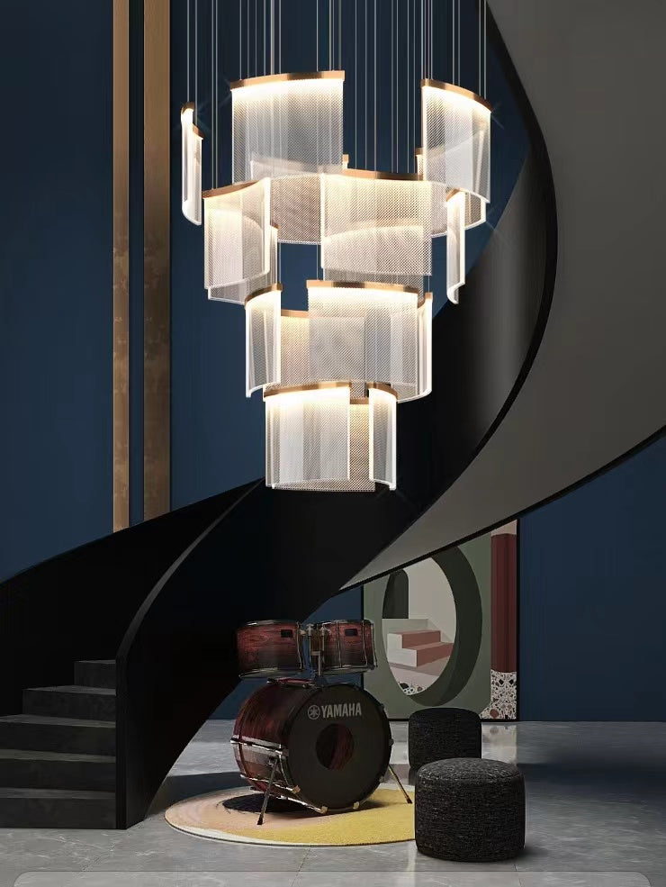 large modern Tile chandeliers for high ceilings