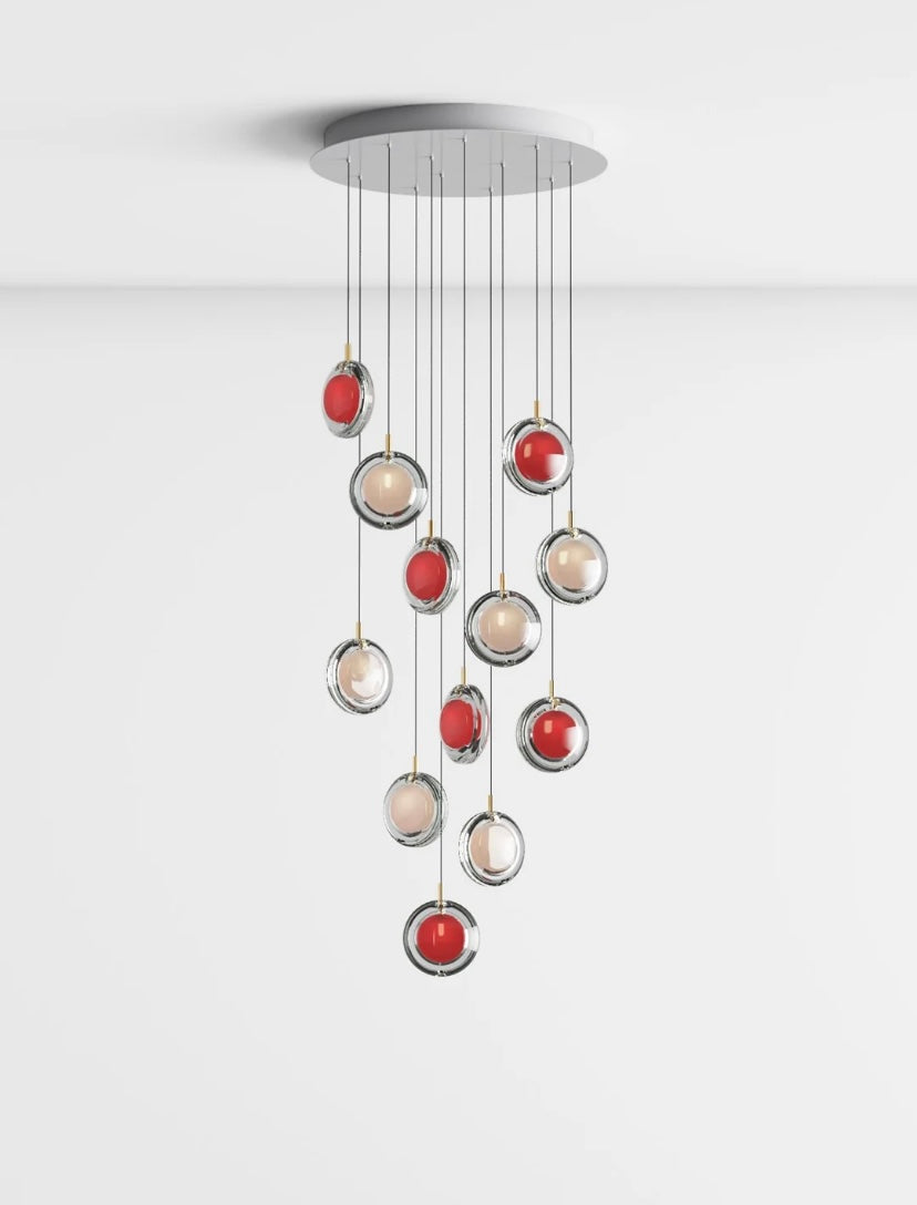 Multi-colored Round Panel Suspension Light Chandelier