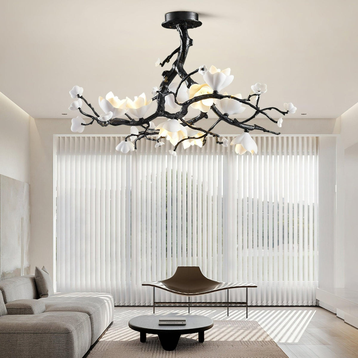 Black Branch Copper Tree Chandelier-Jecanoli