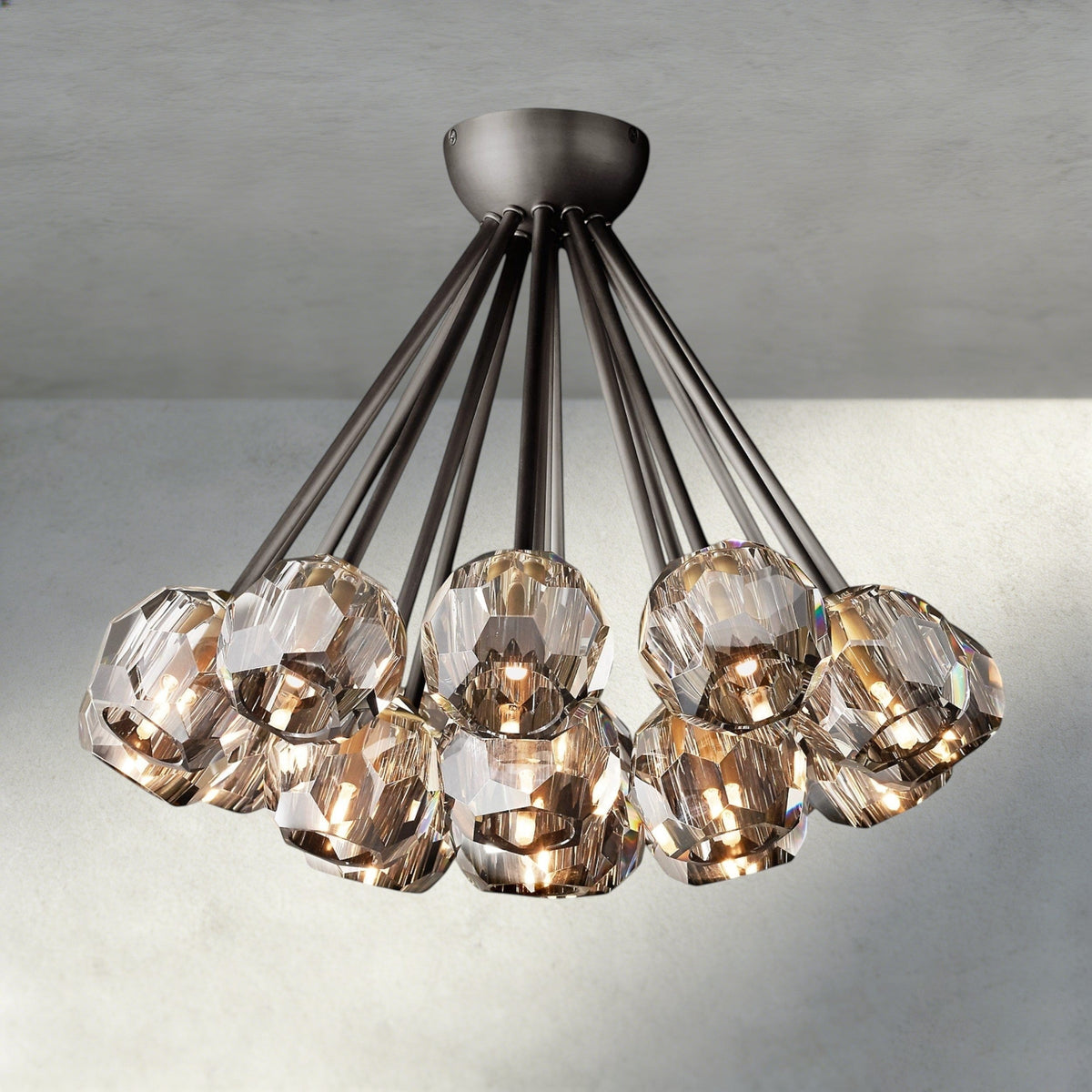 Boule De Clear/ Smoke Cristal Flushmount 24"-Jecanoli