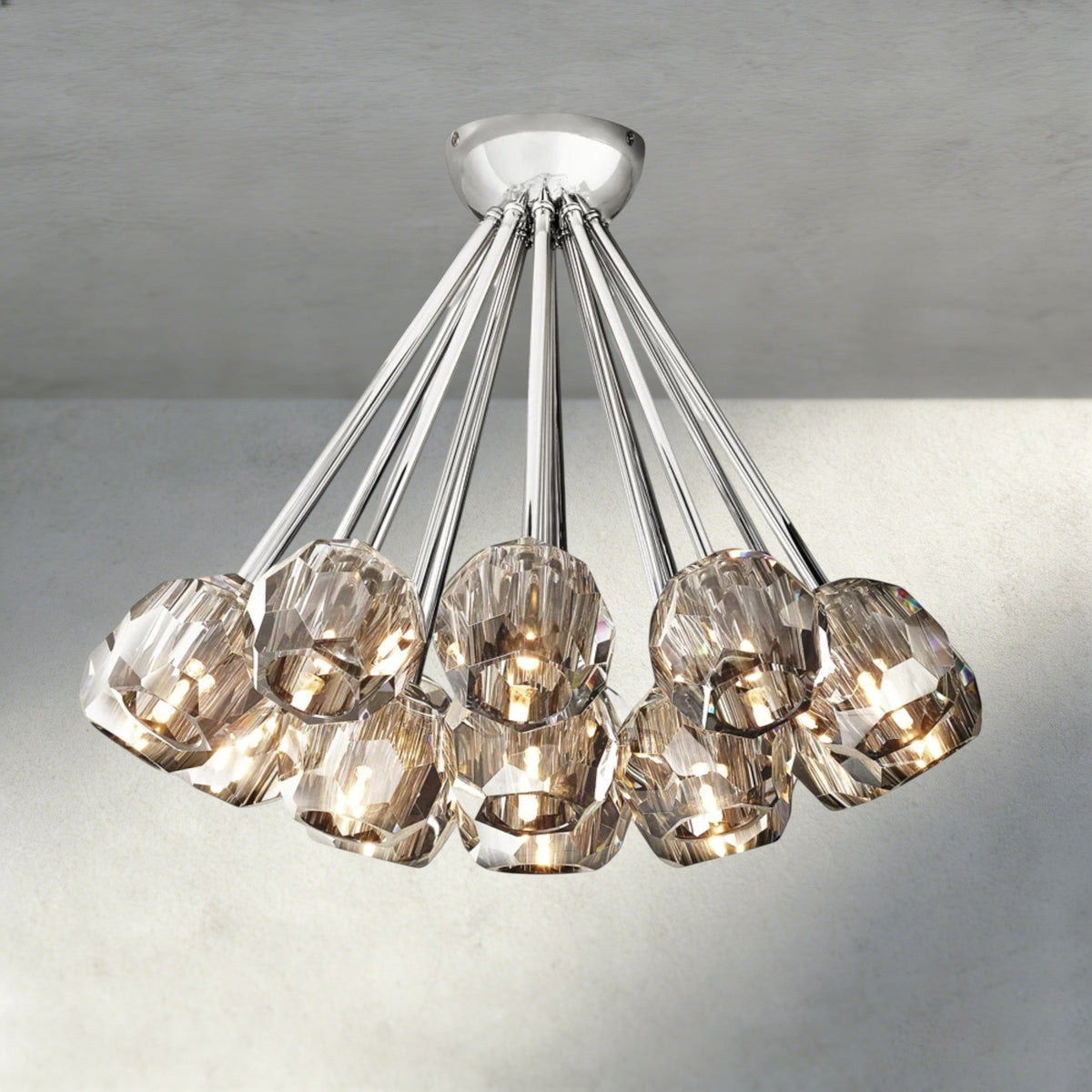 Boule De Clear/ Smoke Cristal Flushmount 24"-Jecanoli