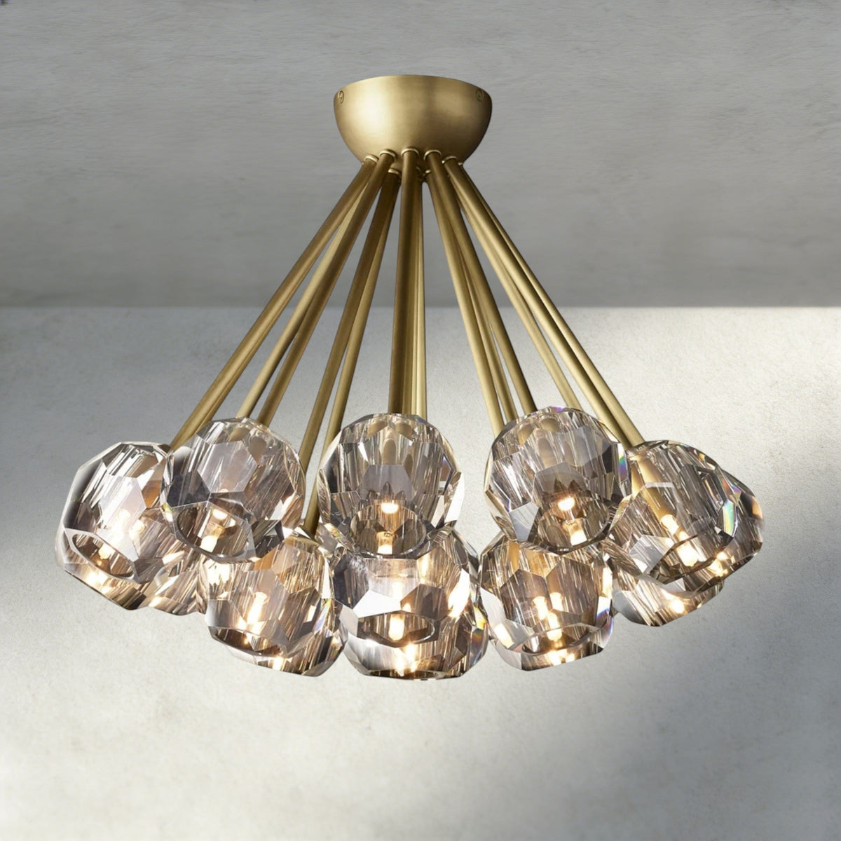 Boule De Clear/ Smoke Cristal Flushmount 24"-Jecanoli