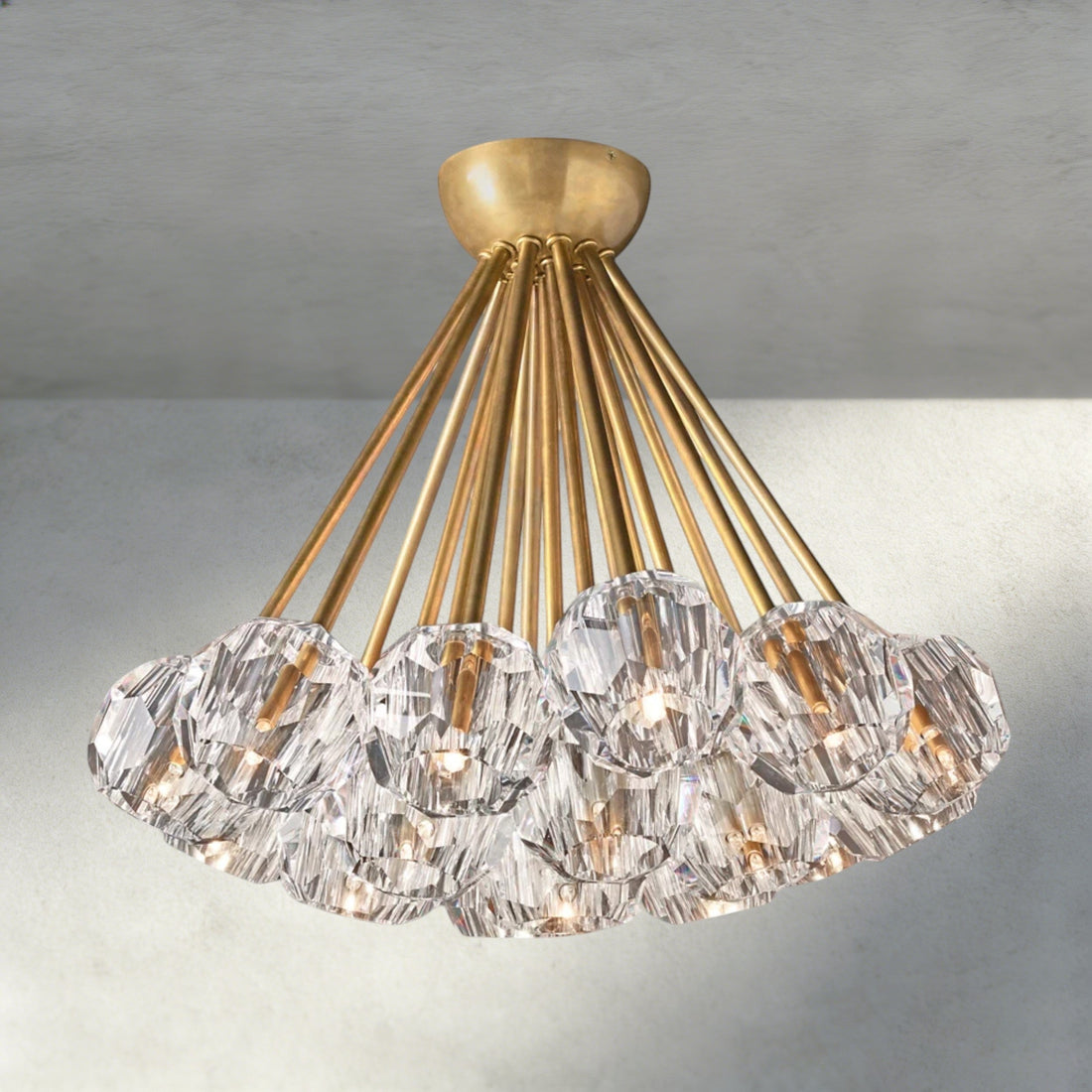 Boule De Clear/ Smoke Cristal Flushmount 24"-Jecanoli