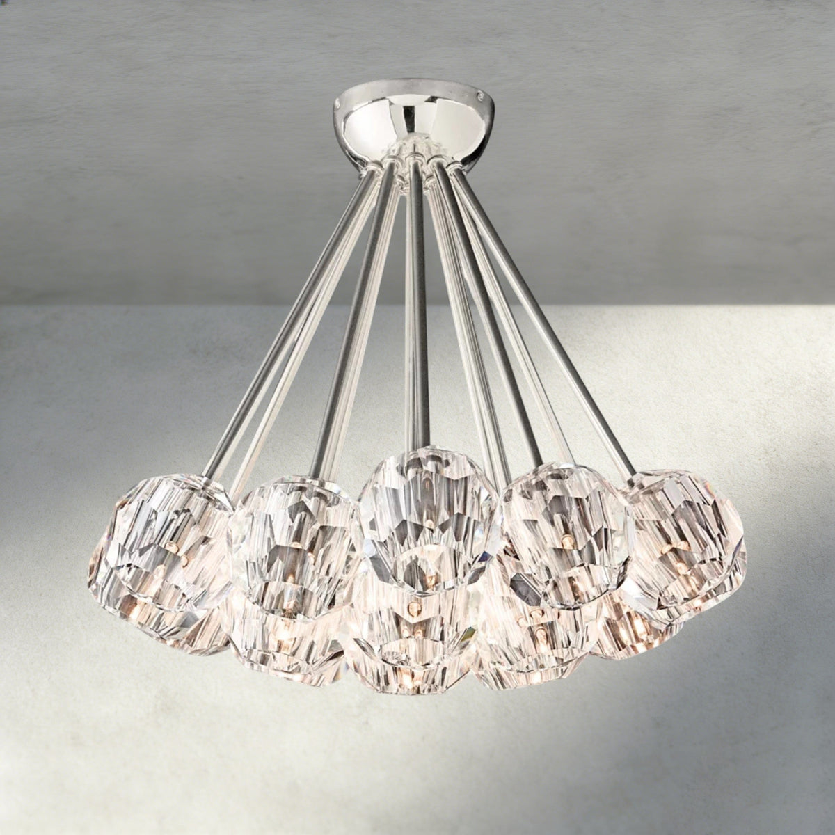 Boule De Clear/ Smoke Cristal Flushmount 24"-Jecanoli