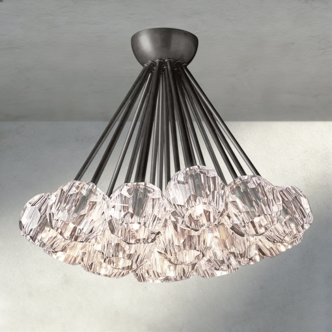 Boule De Clear/ Smoke Cristal Flushmount 24"-Jecanoli