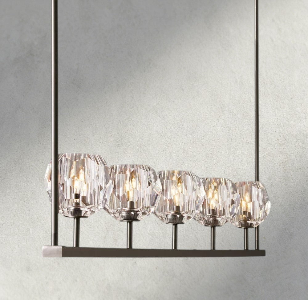 Boule De Cristal Clear Glass Linear Chandelier 48", 60"-Jecanoli