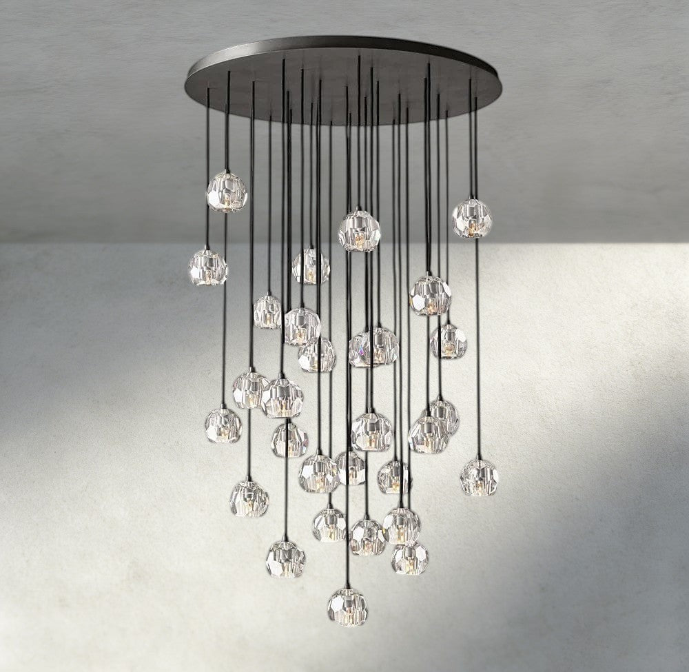 Boule De Cristal Clear/ Smoke Glass Round Cluster Chandelier 14", 19", 24", 30", 40"-Jecanoli