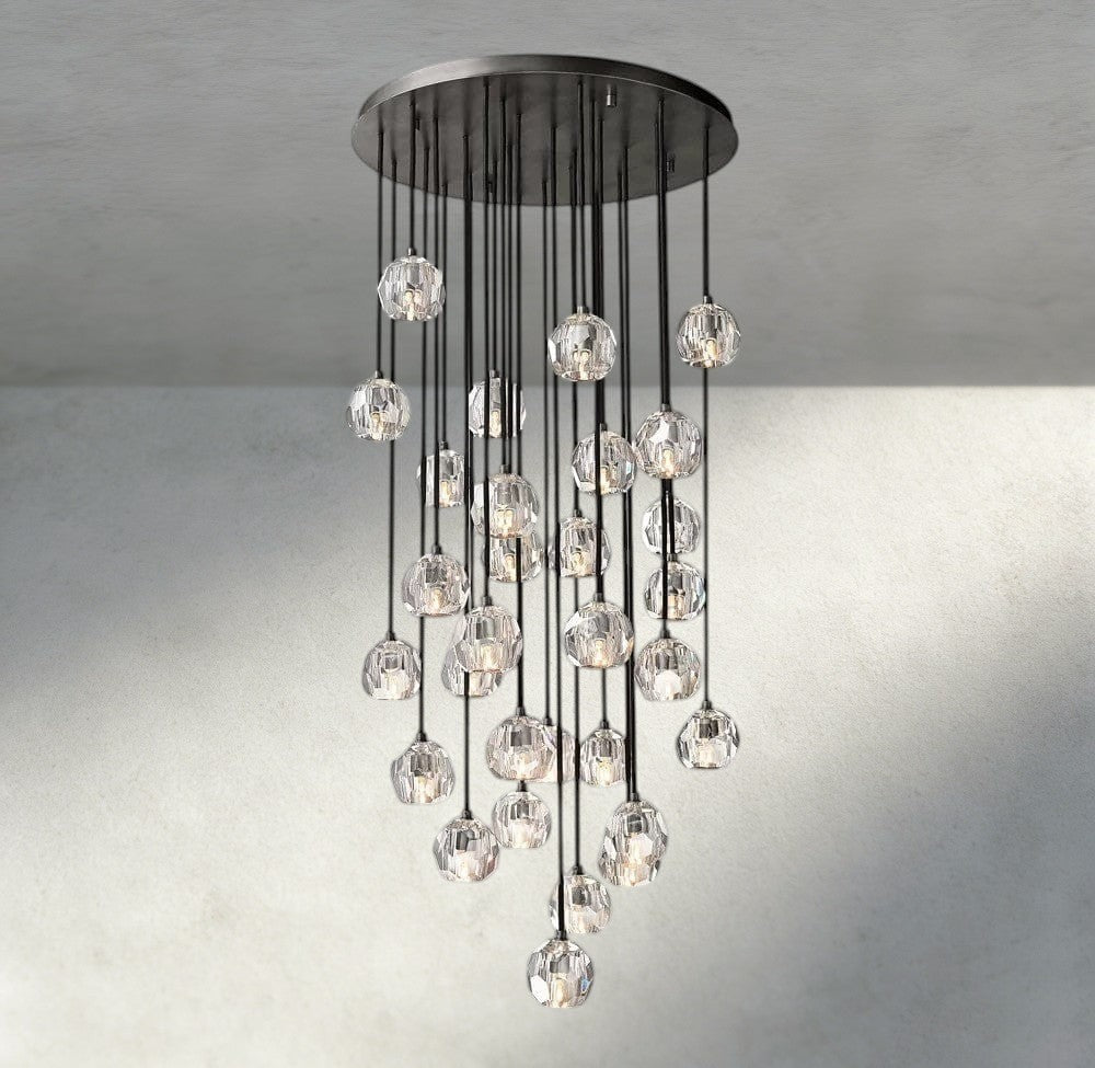Boule De Cristal Clear/ Smoke Glass Round Cluster Chandelier 14", 19", 24", 30", 40"-Jecanoli