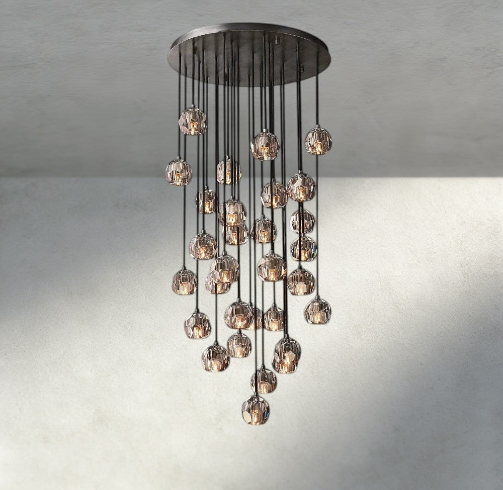 Boule De Cristal Clear/ Smoke Glass Round Cluster Chandelier 14", 19", 24", 30", 40"-Jecanoli