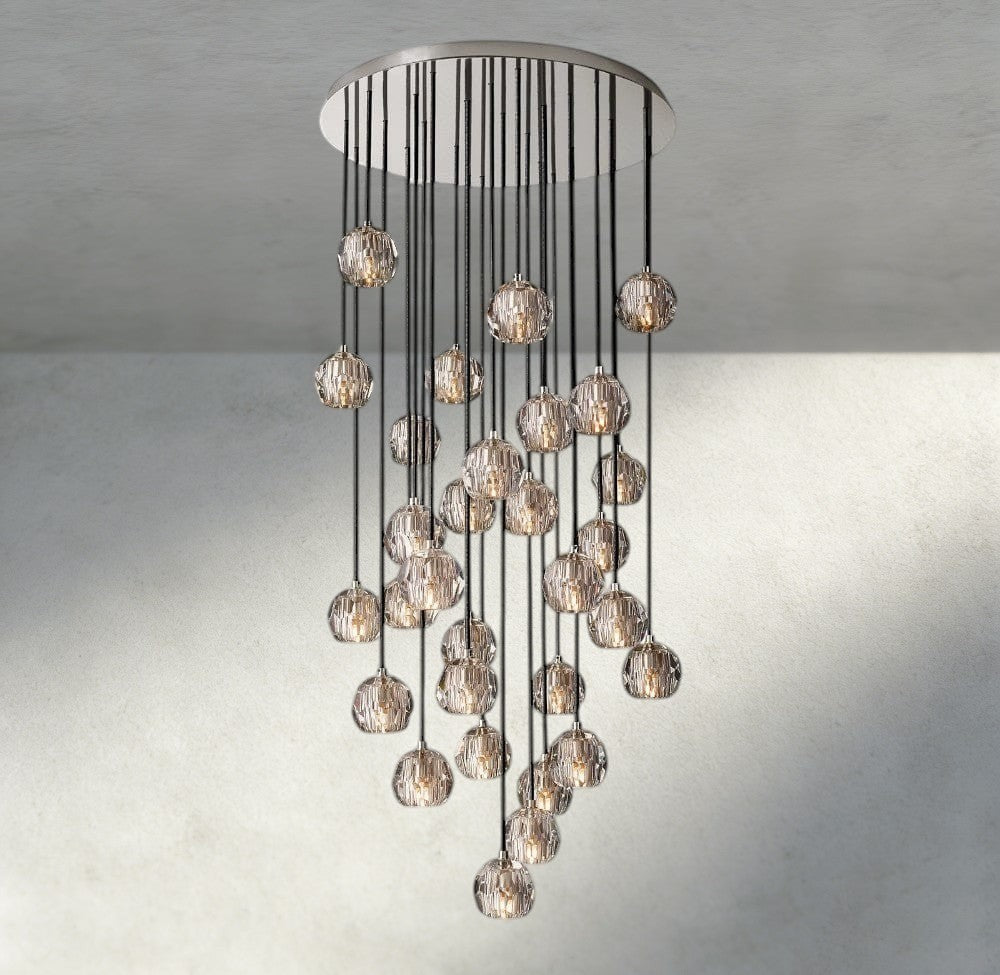 Boule De Cristal Clear/ Smoke Glass Round Cluster Chandelier 14", 19", 24", 30", 40"-Jecanoli