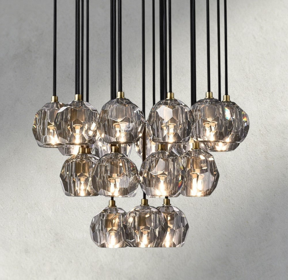 Boule De Cristal Clear/ Smoke Glass Round Cluster Chandelier 14", 19", 24", 30", 40"-Jecanoli