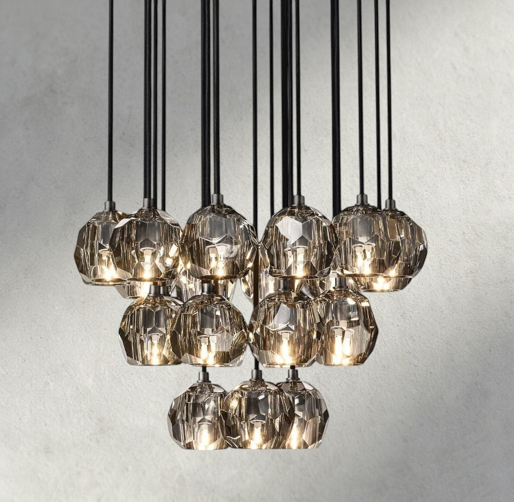 Boule De Cristal Clear/ Smoke Glass Round Cluster Chandelier 14", 19", 24", 30", 40"-Jecanoli