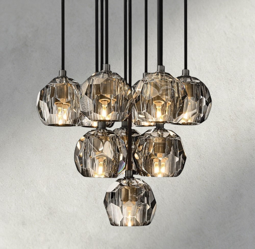 Boule De Cristal Clear/ Smoke Glass Round Cluster Chandelier 14", 19", 24", 30", 40"-Jecanoli
