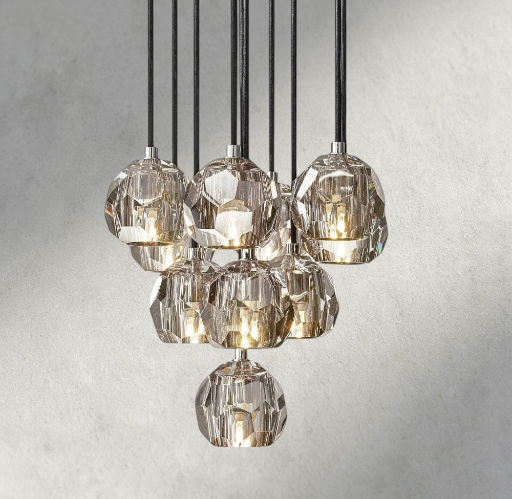 Boule De Cristal Clear/ Smoke Glass Round Cluster Chandelier 14", 19", 24", 30", 40"-Jecanoli