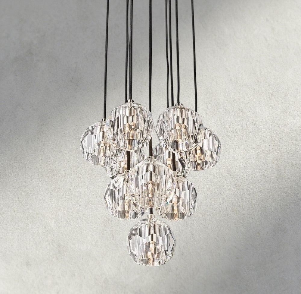 Boule De Cristal Clear/ Smoke Glass Round Cluster Chandelier 14", 19", 24", 30", 40"-Jecanoli
