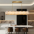 57.8 in. 1-Light Dimmable Integrated LED Brass Alabaster Chandelier, Luxury Large Marble Kitchen Island Chandelier