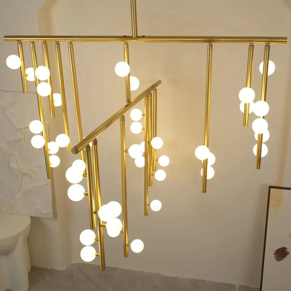 Brass Drop System Chandelier - 76 heads L 220cm x W 180cm x H 400cm / L 86.6" x W 70.9" x H 157.5"BlackBlushlighting