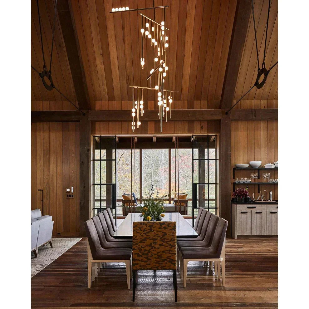 Brass Drop System Chandelier - 76 heads L 220cm x W 180cm x H 400cm / L 86.6" x W 70.9" x H 157.5"BlackBlushlighting