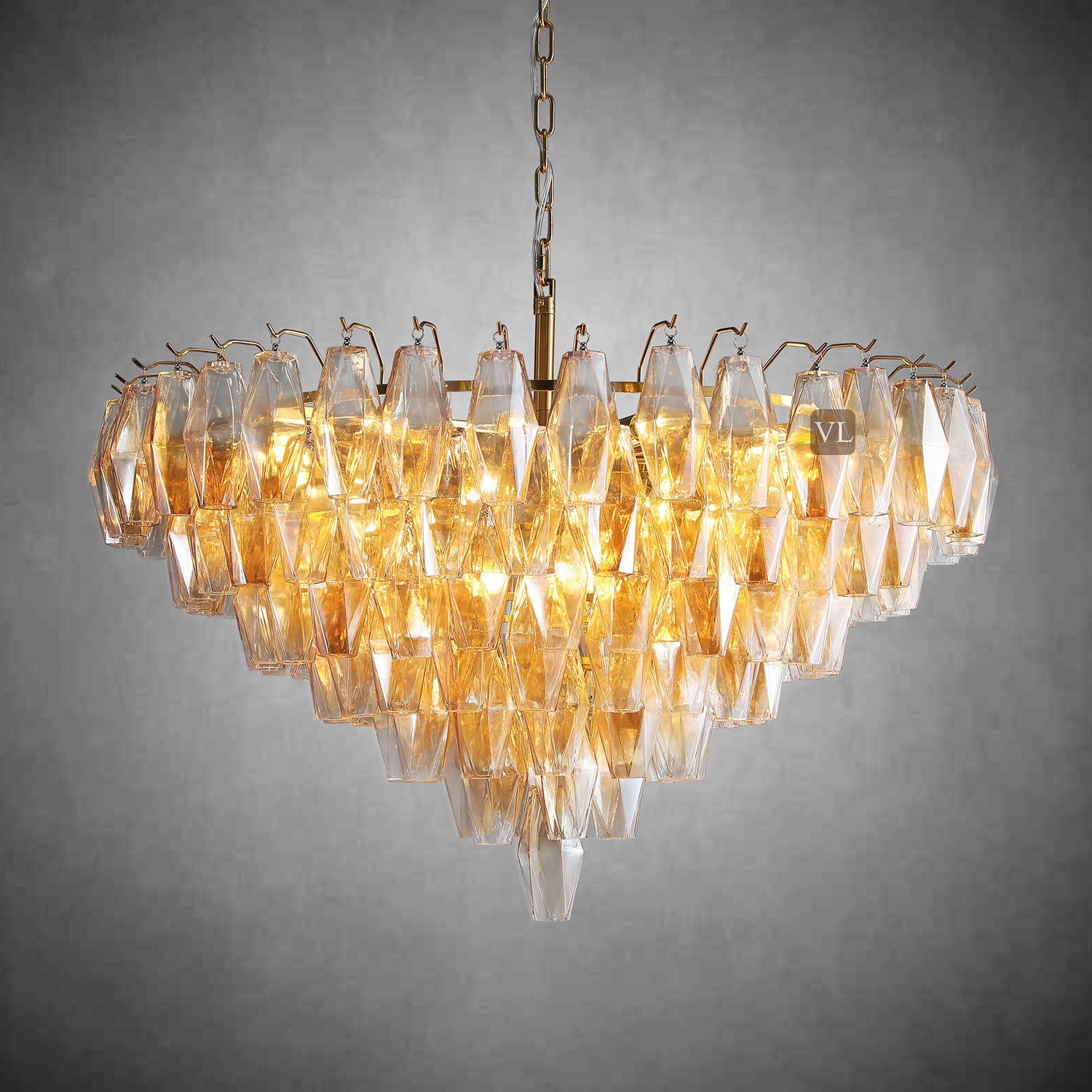 Cyra Glass Tiered Round Chandelier