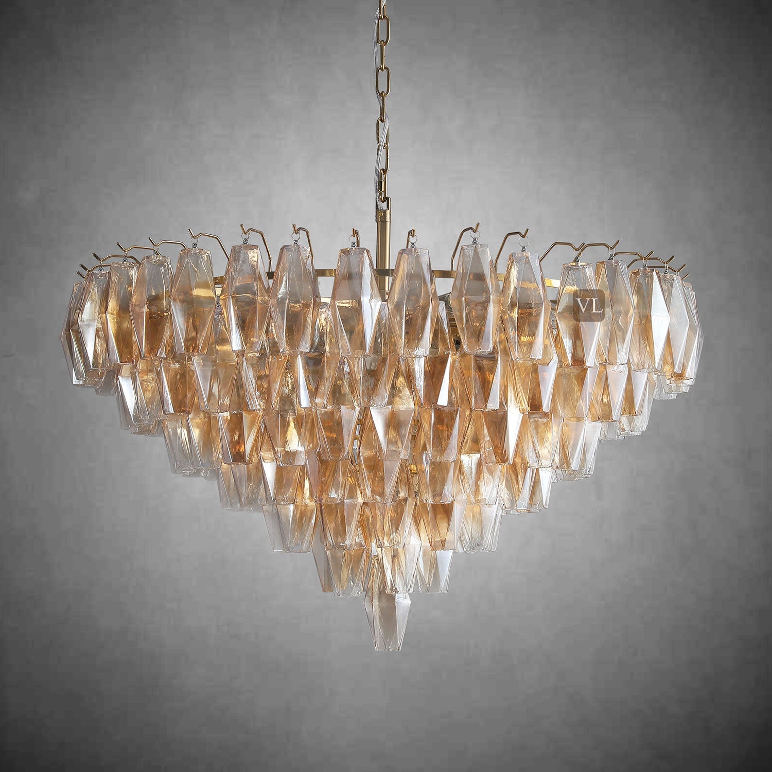 Cyra Glass Tiered Round Chandelier