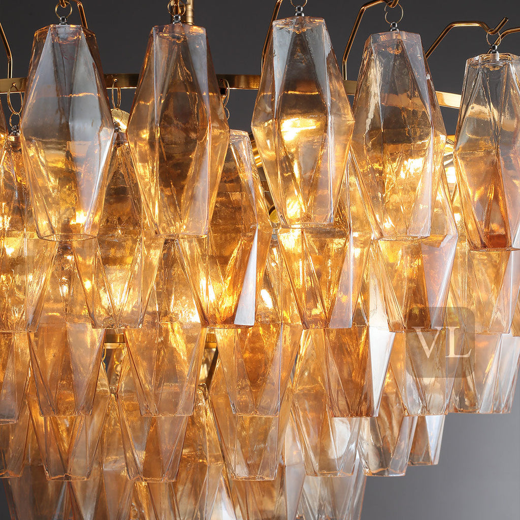 Cyra Glass Tiered Round Chandelier