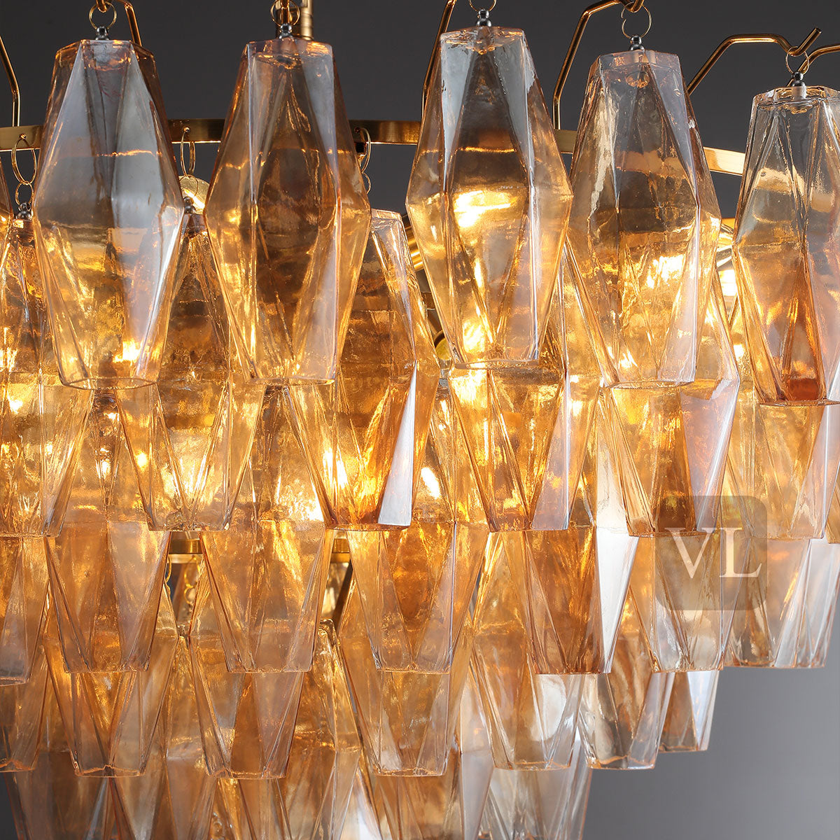 Cyra Glass Tiered Round Chandelier