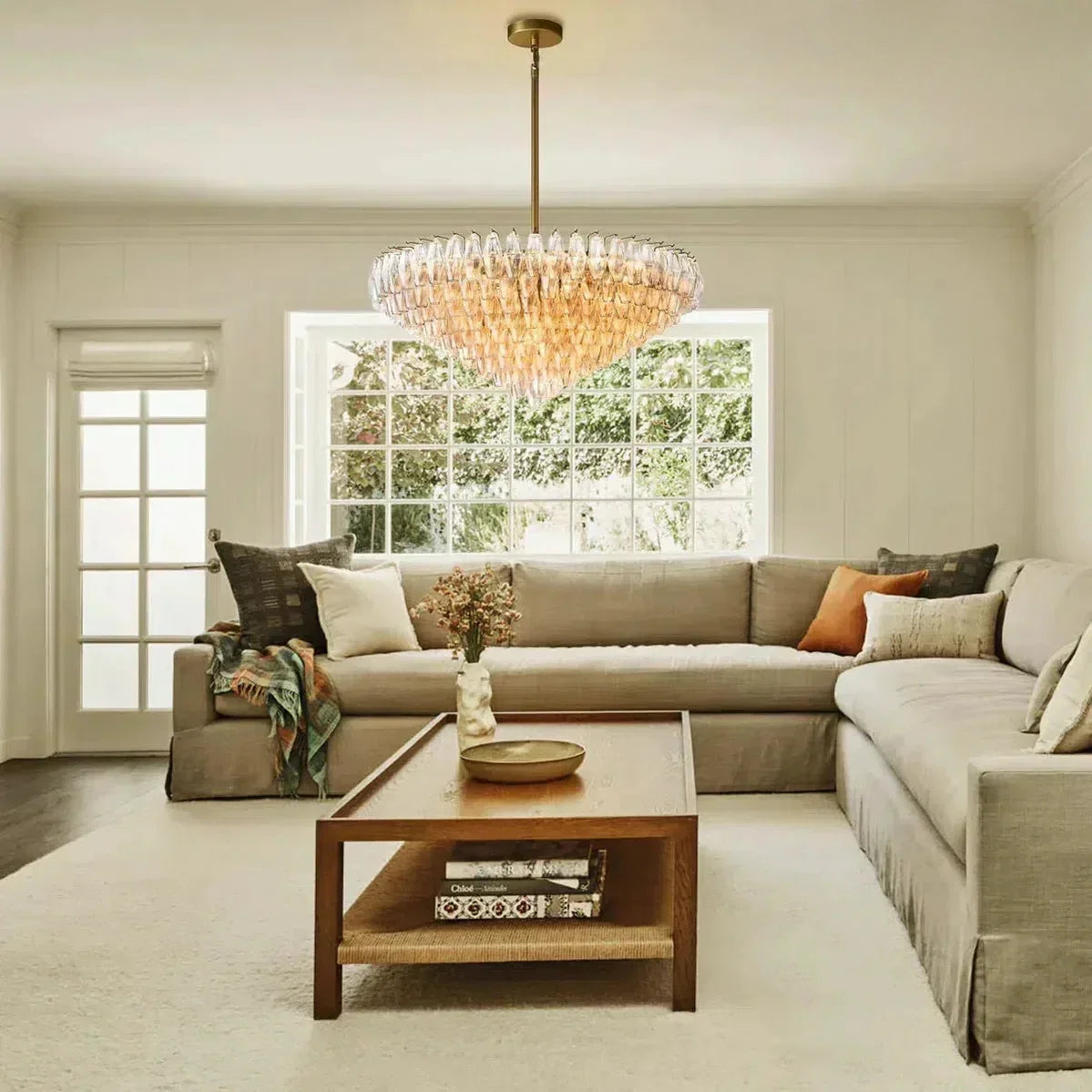 Cyra Glass Tiered Round Chandelier