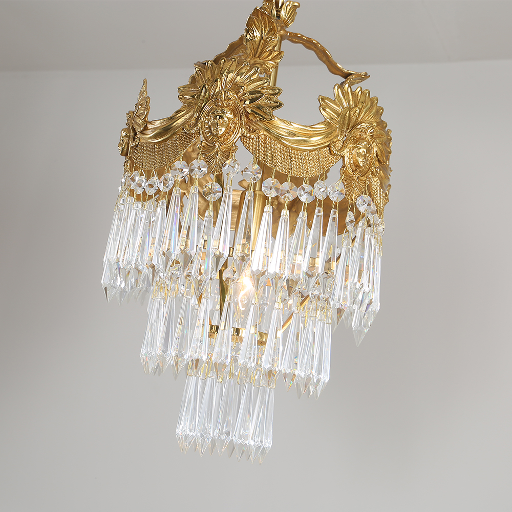 55 Inch Linear Chandelier Antique Copper and Crystal Kitchen Island Chandelier-铜灯-Jecanoli