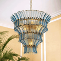 Calyra Tiered Glass Chandelier - ∅ 26.4″ x H 23.6″Blue & GoldJecanoli