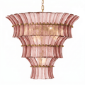 Calyra Tiered Glass Chandelier - ∅ 26.4″ x H 23.6″Pink & GoldJecanoli
