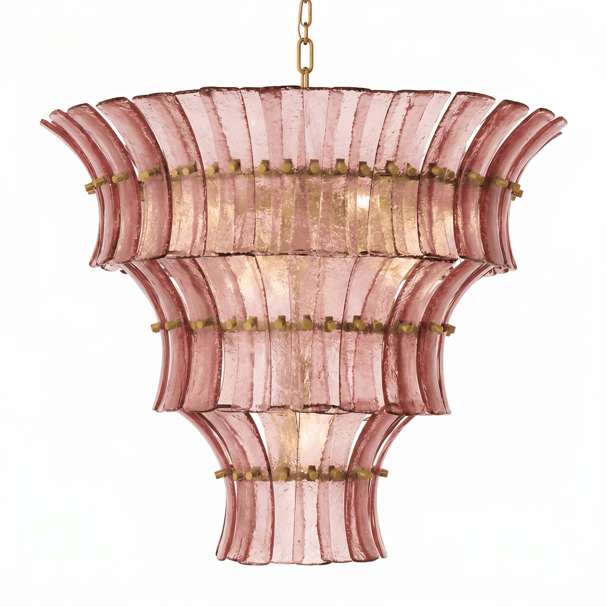 Calyra Tiered Glass Chandelier - ∅ 26.4″ x H 23.6″Pink & GoldJecanoli