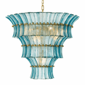 Calyra Tiered Glass Chandelier - ∅ 26.4″ x H 23.6″Blue & GoldJecanoli