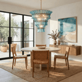 Calyra Tiered Glass Chandelier - ∅ 26.4″ x H 23.6″Blue & GoldJecanoli