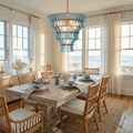 Calyra Tiered Glass Chandelier - ∅ 26.4″ x H 23.6″Blue & GoldJecanoli