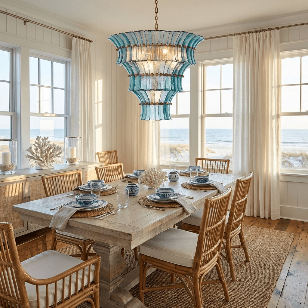 Calyra Tiered Glass Chandelier - ∅ 26.4″ x H 23.6″Blue & GoldJecanoli