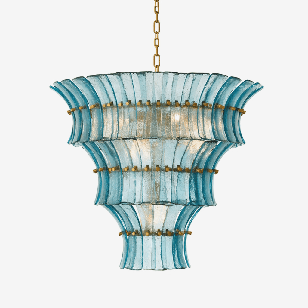 Calyra Tiered Glass Chandelier - ∅ 26.4″ x H 23.6″Blue & GoldJecanoli