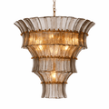 Calyra Tiered Glass Chandelier - ∅ 26.4″ x H 23.6″Grey & GoldJecanoli