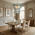 Calyra Tiered Glass Chandelier - ∅ 26.4″ x H 23.6″Blue & GoldJecanoli