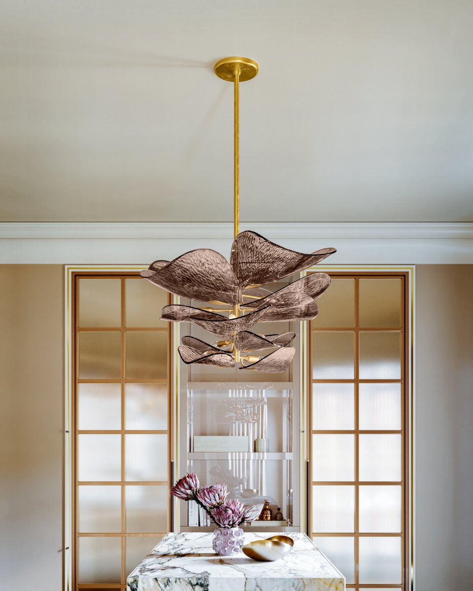 Cardiff Chandelier - ∅ 28" x H 11.5"Gold & Grey-Jecanoli