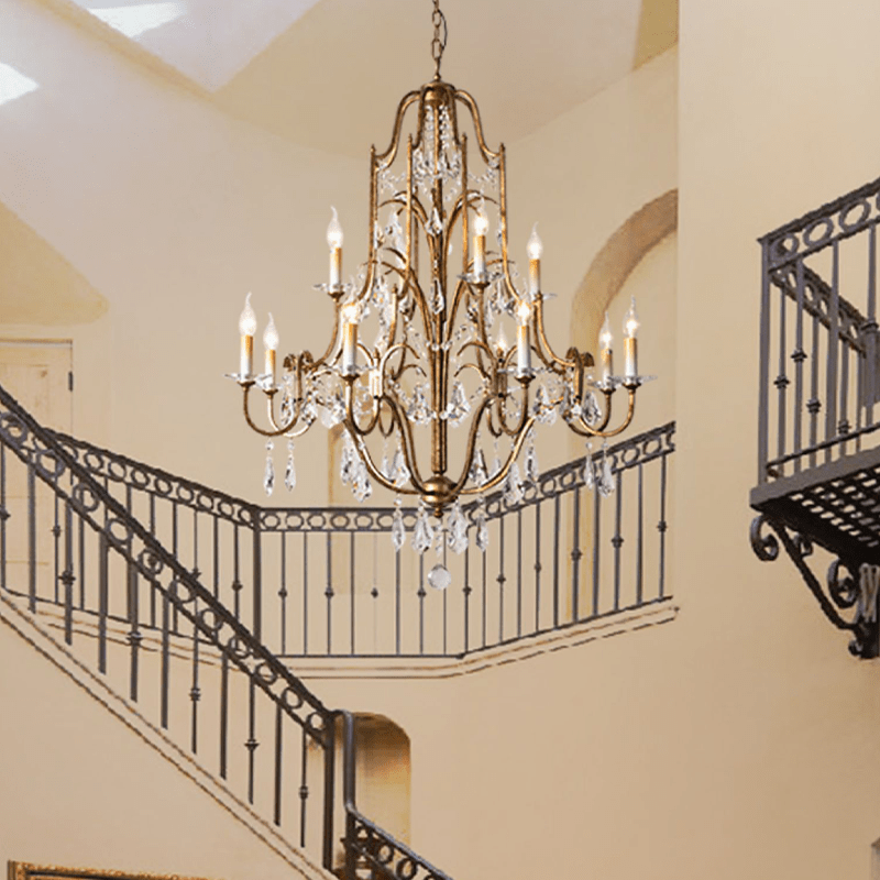 Caspian Vintage Candle Art Brass Chandelier For Living Room-chandeliers for dining room,chandeliers for stairways,chandeliers for foyer,chandeliers for bedrooms,chandeliers for kitchen,chandeliers for living room-Jecanoli-Jecanoli