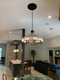 Decorative 6/ 8/ 10/ 12-Light Crystal Ceiling Chandelier Triangular Prism Island Light Fixture Metal Shade for Living Room