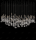 Celestia LED Glass Rain Chandelier - L 59.1″ × W 19.7″ × H 47.2″Gold & ClearWarm LightBlushlighting