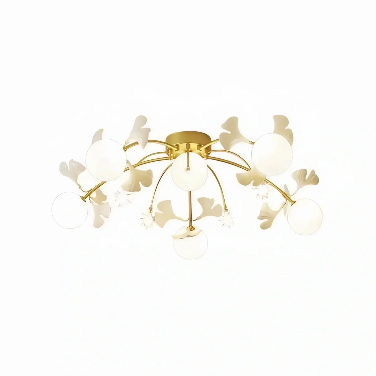 Ceramic Ginkgo Glass Ceiling Lamp - 6+5 Heads 39.4"X H 11.8"Jecanoli