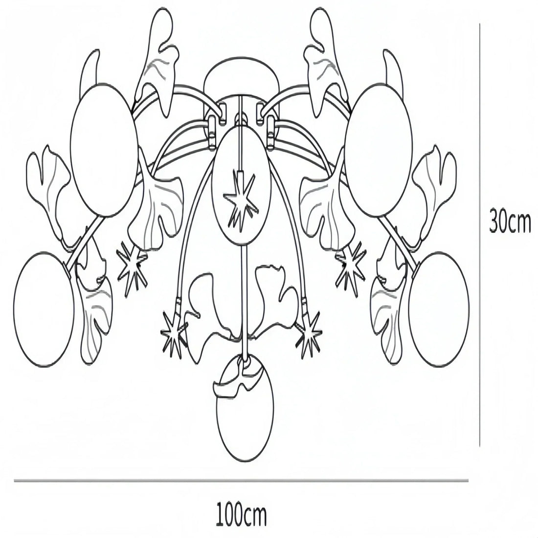Ceramic Ginkgo Glass Ceiling Lamp - 6+5 Heads 39.4"X H 11.8"Jecanoli