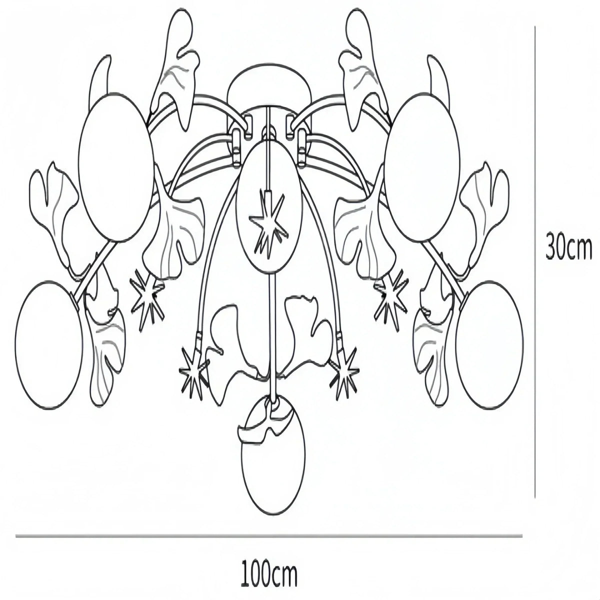 Ceramic Ginkgo Glass Ceiling Lamp - 6+5 Heads 39.4"X H 11.8"Jecanoli