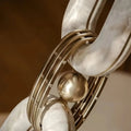 Chain Alabaster Link Chandelier - ∅ 39.4″ x H 98.4″Gold & White - Jecanoli