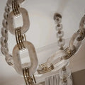 Chain Alabaster Link Chandelier - ∅ 39.4″ x H 98.4″Gold & White - Jecanoli